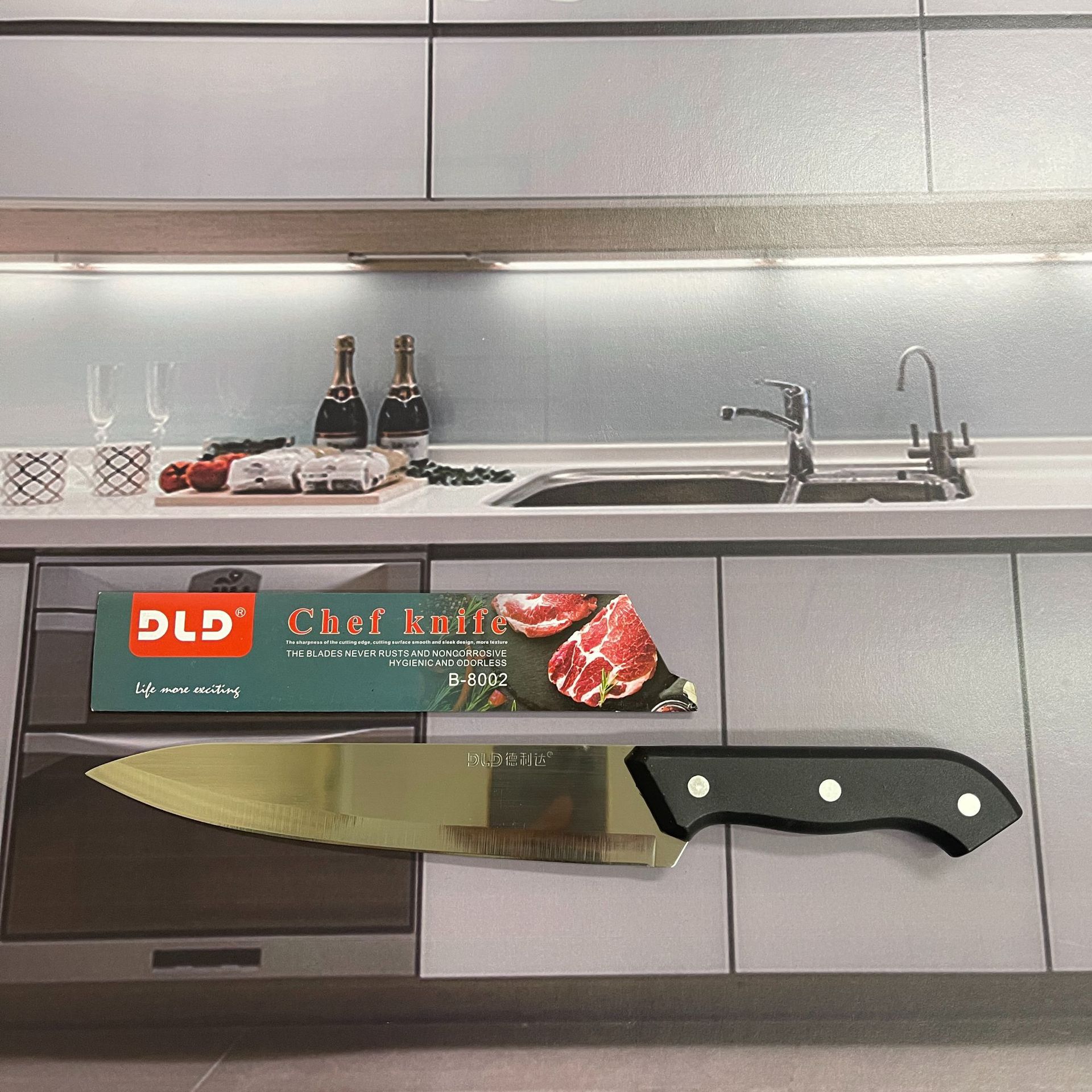 Kitchen knife set, stainless steel knife set, blister packaging, household kitchen vegetable and meat cutting knife combination set details Picture