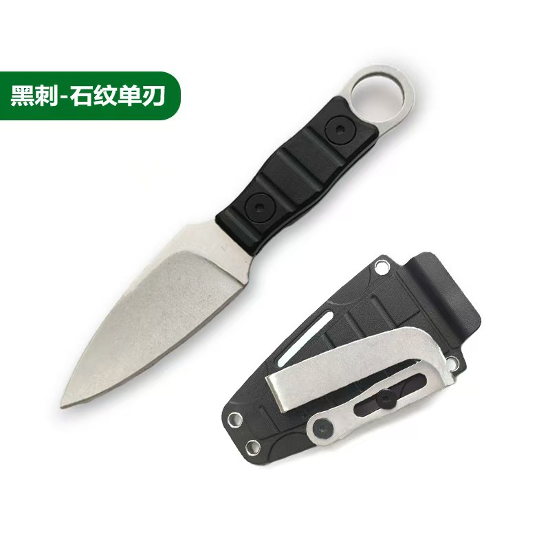In-stock products: Black thorn outdoor one-piece keel high-hardness knives, wild survival knives, short knives, and fruit knives details Picture