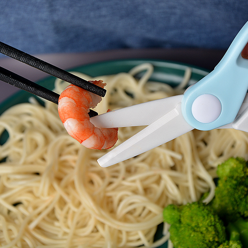 Baby ceramic scissors, portable baby food scissors with scissors sleeves, household kitchen food scissors manufacturer wholesale Specification drawing