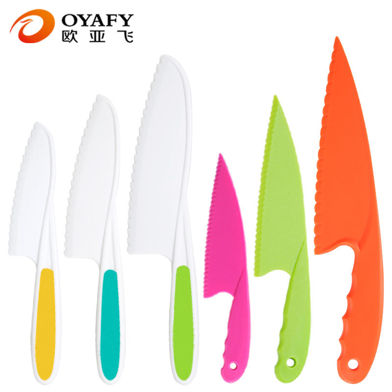 Plastic children's fruit knife, toy kitchen knife, bread knife, dessert toast knife, birthday cake holder knife Item Picture