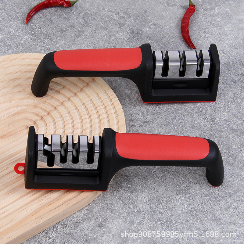Wholesale household quick handheld knife sharpeners, kitchen knife sharpeners, three-section and four-section ceramic stainless steel sharpeners full figure