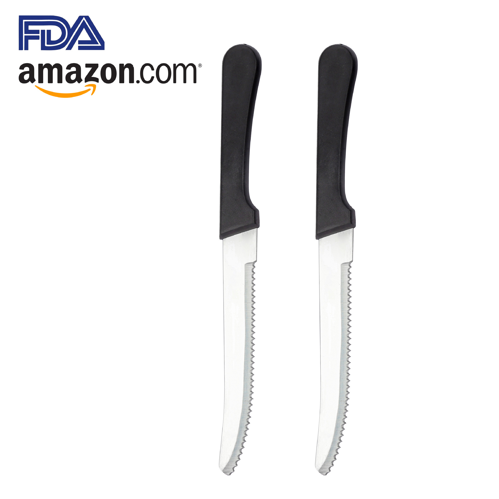 Plastic handle, wooden handle, round head, stainless steel table knife, household steak, Western cuisine knife, serrated knife, fruit cutter full figure