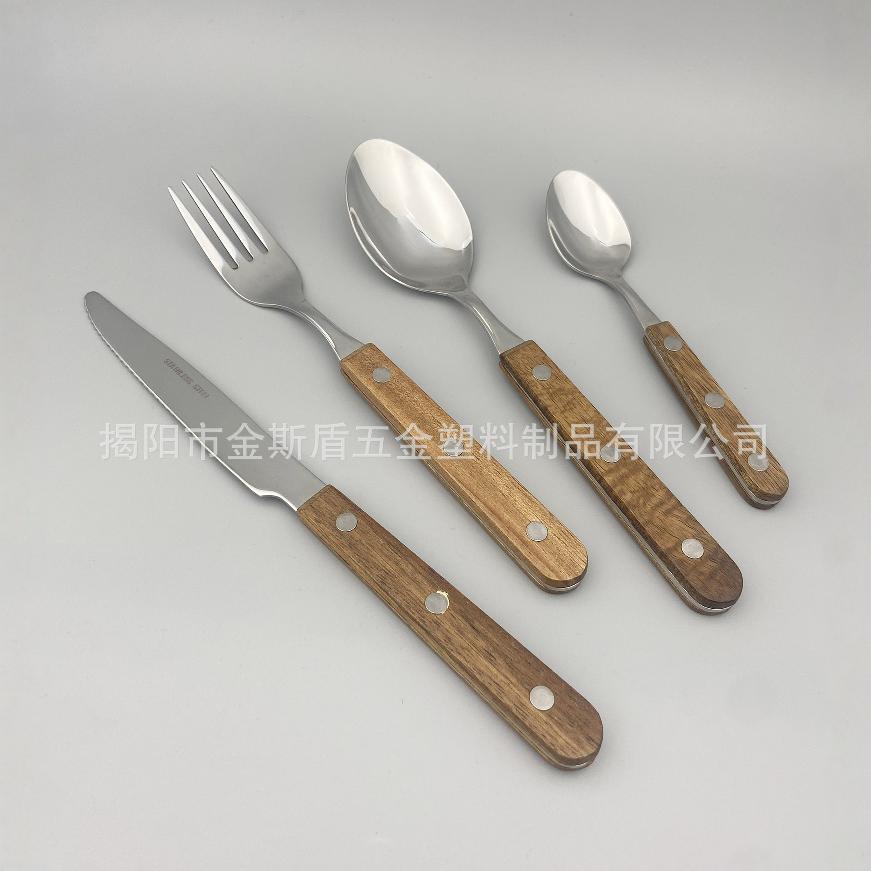 Wholesale Western cuisine knife, fork, spoon, stainless steel steak knife, rosewood handle steak knife, 4-piece set of Western daily utensils full figure