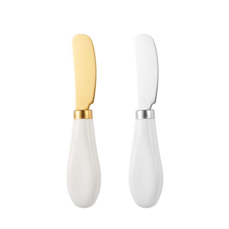 Factory wholesale stainless steel butter knives, ceramic short-handled butter knives, toast cheese jam spreading knives, cheese spatulas Item Picture