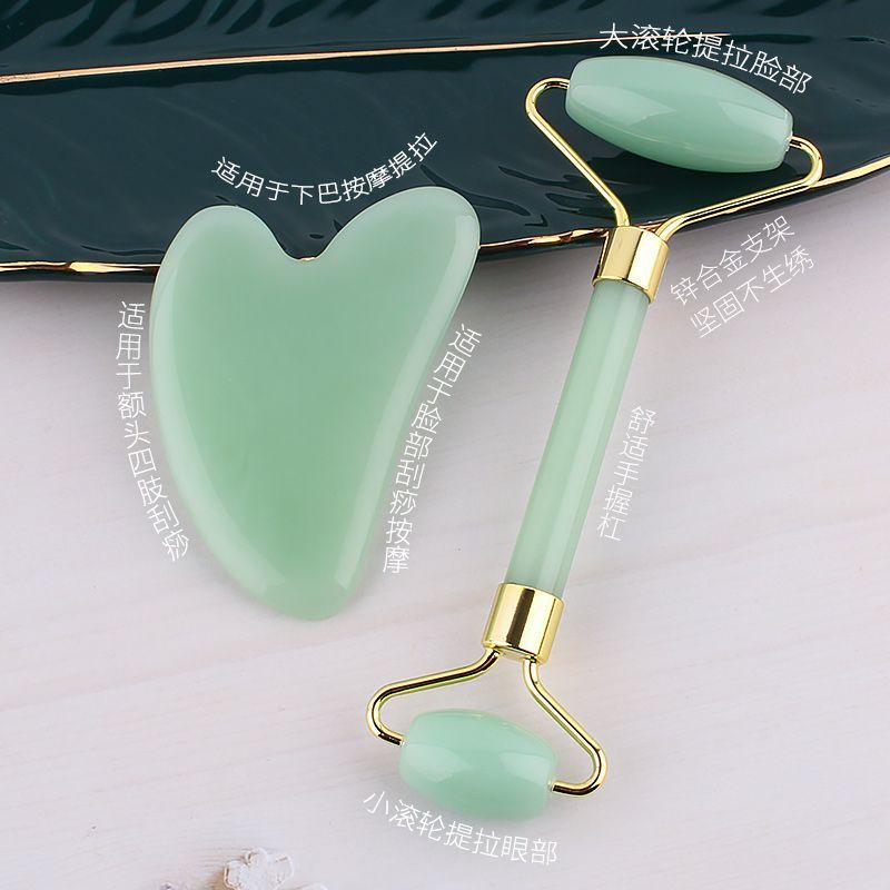 Facial roller massager, facial lifting and firming roller facial massager, face pushing gua sha board, imitation jade roller Application Scenario