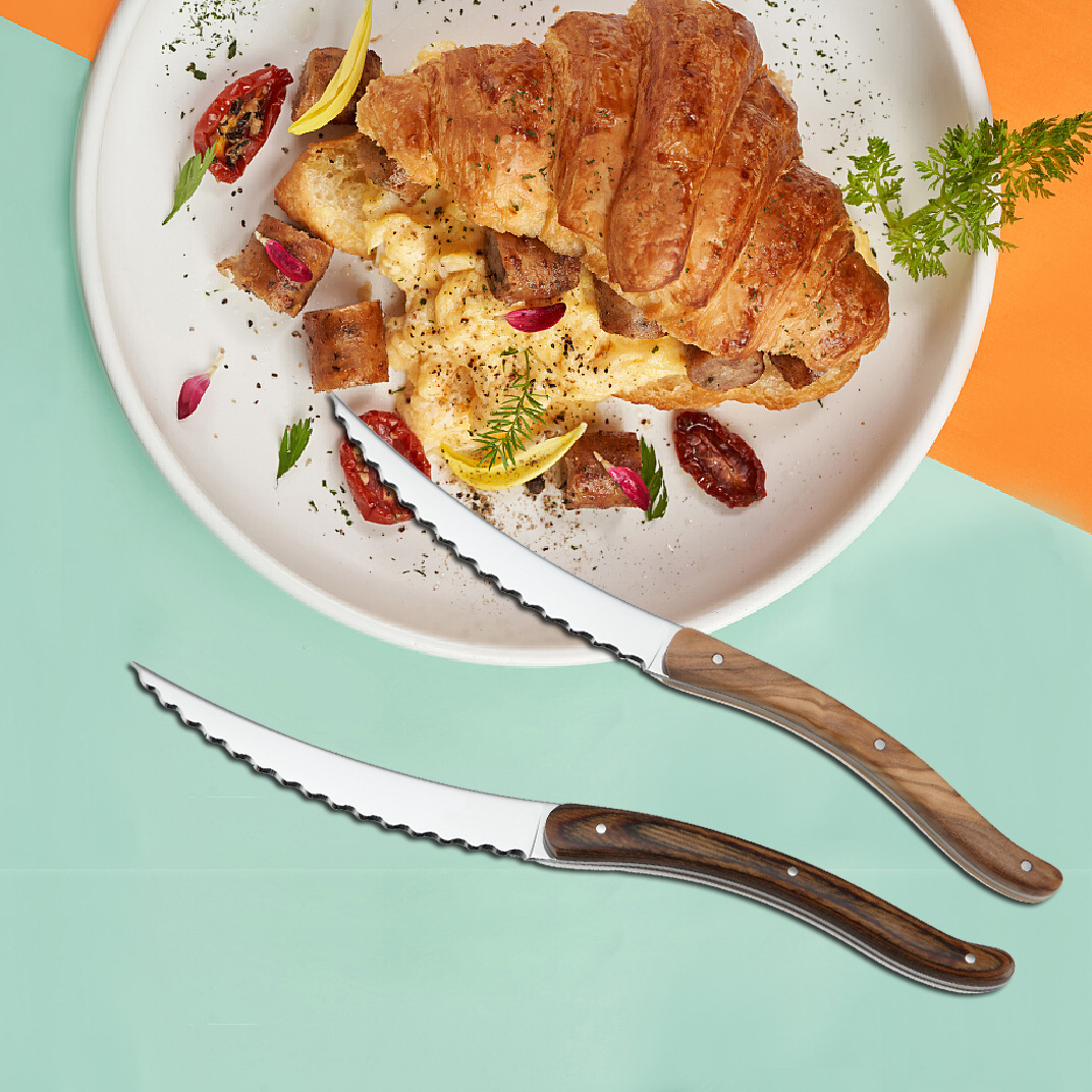Factory direct sales of the latest designed high-quality stainless steel wooden handle steak knives, Western dining knives and kitchenware full figure