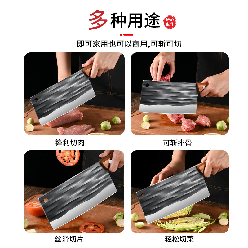 Yangjiang manufacturer exclusively supplies striped slicing knives, solid wood handles, kitchen slicing knives, stainless steel, easy-to-clean and sharp kitchen knives Application Scenario