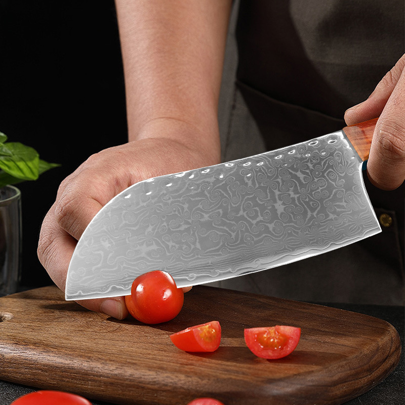 Damascus steel kitchen knife, slicing knife, household lady's meat slicing knife, cooking knife, Western chef's knife, fruit knife Specification drawing