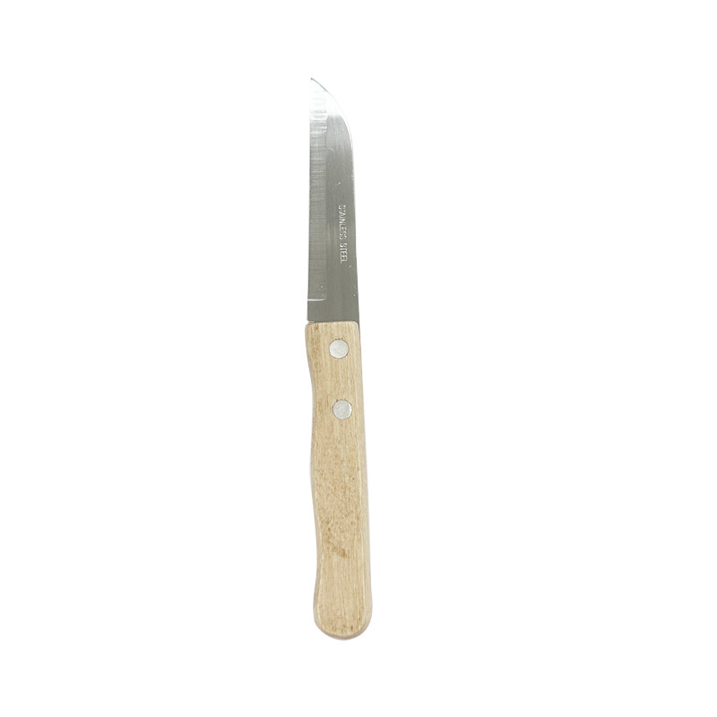 Wooden-handled outdoor barbecue BBQ knives, kitchen stainless steel steak serrated knives, Western cuisine steak knives Item Picture