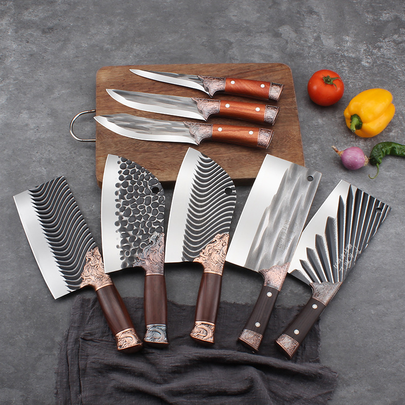 Yangjiang kitchen knives run around the world, stainless steel kitchen knives, hand-forged bone-cutting knives, sharp cutting edges, bone-cutting and slicing knives Specification drawing