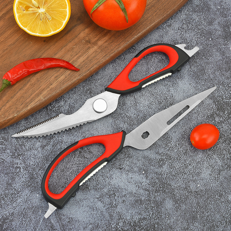 Detachable magnetic kitchen scissors, stainless steel household kitchen food scissors, barbecue scissors, chicken bone scissors Specification drawing