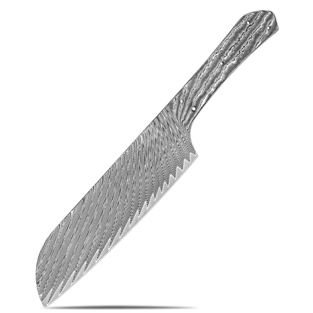 Damascus Japanese Santoku knife blade kitchen slicing knife blade high-hardness handcrafted DIY kitchen knife blade blade sharp Item Picture