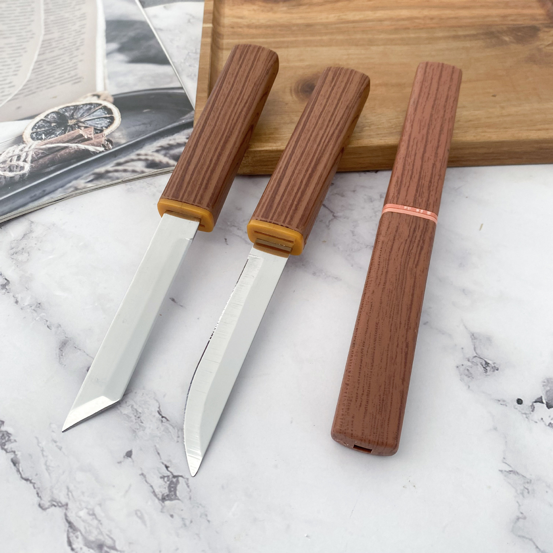 The best-selling Yunmo M390 outdoor portable black-handled straight knife, multi-purpose knife, Double Dragon Double Knife, small battle boat tea knife Specification drawing