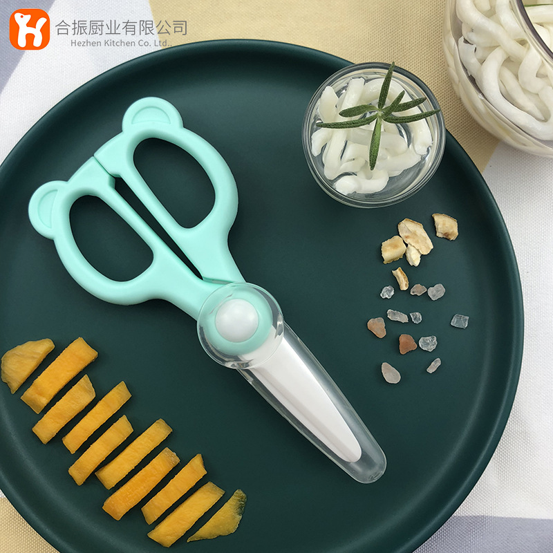 Baby ceramic scissors, baby food scissors, kitchen scissors with shears, household kitchen food scissors and knives in stock details Picture