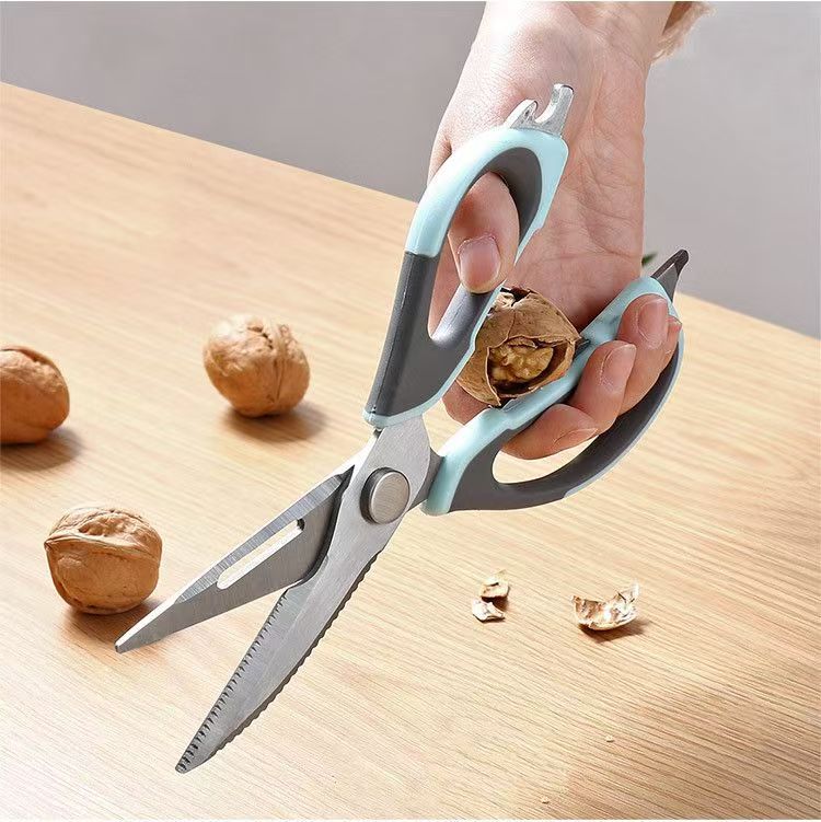 Multi-functional refrigerator scissors, magnetic suction, detachable, household chicken bone scissors, outdoor food barbecue scissors, stainless steel kitchen scissors full figure