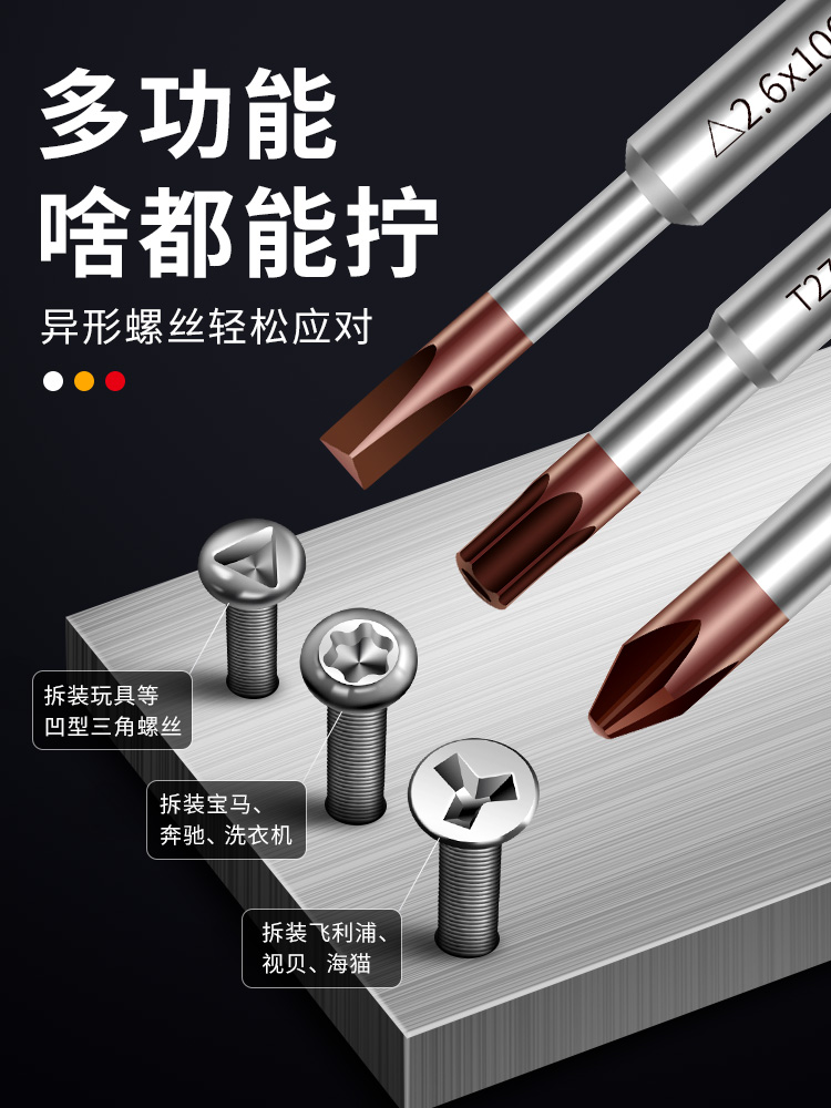 Multi-functional screwdriver bit set, strong magnetic triangular screwdriver, star-shaped screwdriver tool, manual and electric special-shaped bit Application Scenario