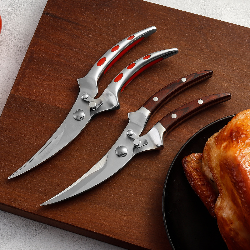 Defu Oulang stainless steel chicken bone scissors, steel handle kitchen scissors, chicken, goose and fish scissors, all-steel scissors, chicken scissors and food scissors Specification drawing