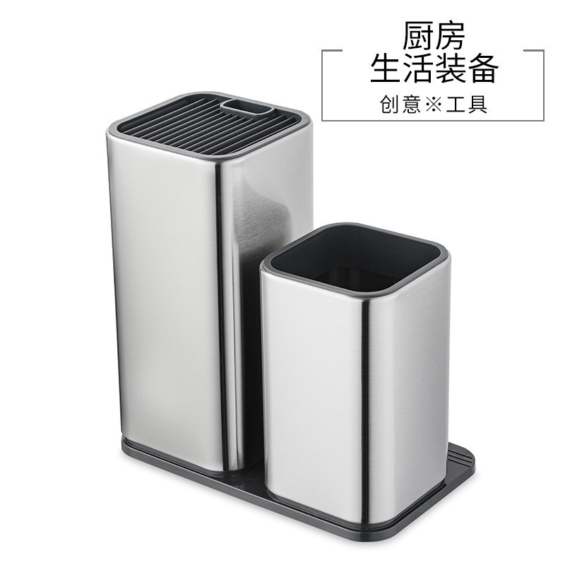 Creative stainless steel knife rack, stainless steel knife seat storage rack, kitchenware shelving rack, freely insert storage boxes Specification drawing