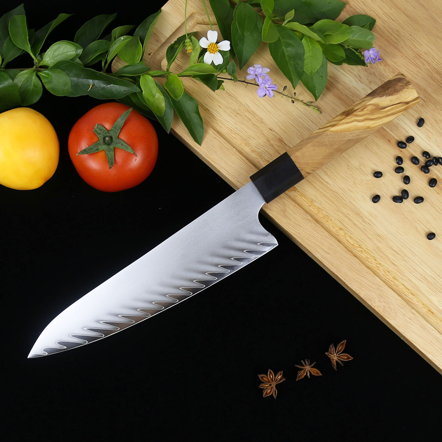 In-stock Sanhe steel 10Cr15MoV chef's knife, 8-inch ox knife, chef's knife, Japanese cuisine knife, slicing knife, sharp blade full figure