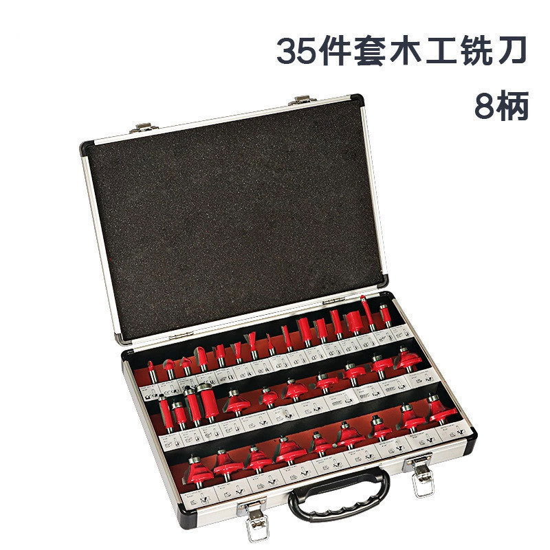 Hengwang 35-piece woodworking milling cutter set manufacturer direct supply edge trimming machine woodworking milling cutter head set Application Scenario