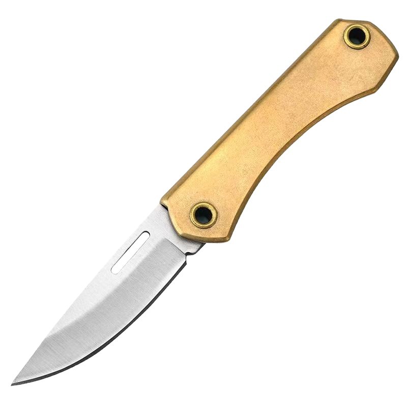 Mini brass knife, stainless steel folding knife, household fruit knife, keychain knife, portable portable knife, unboxing knife Item Picture