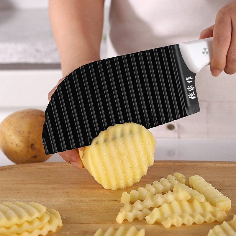 Stainless steel sharp potato cutter, household wavy pattern cutter for wolf-tooth French fries, dormitory kitchen slicing knife details Picture