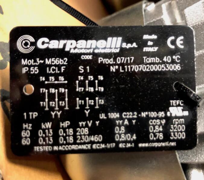 Italian CARPANELLI three-phase motor 56L/4-SO M56b4 motor 63L/4-IE2-SO details Picture