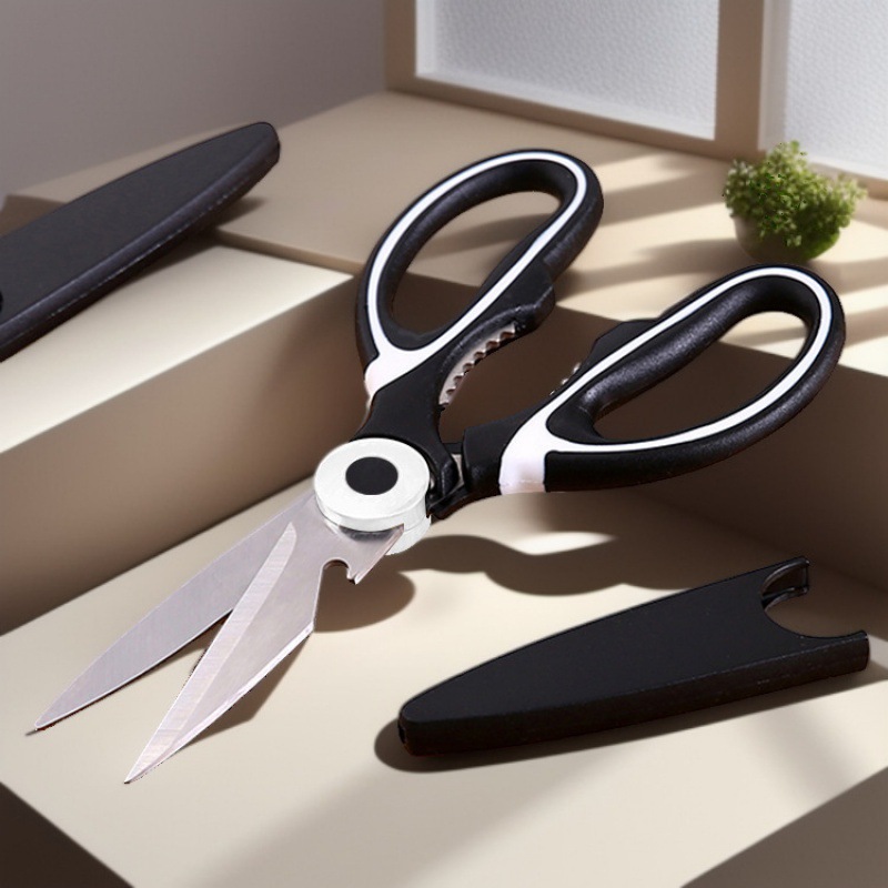Multi-functional kitchen scissors, used in the kitchen to cut meat bones, sharp stainless steel scissors for home use to cut chicken bones and kill fish details Picture
