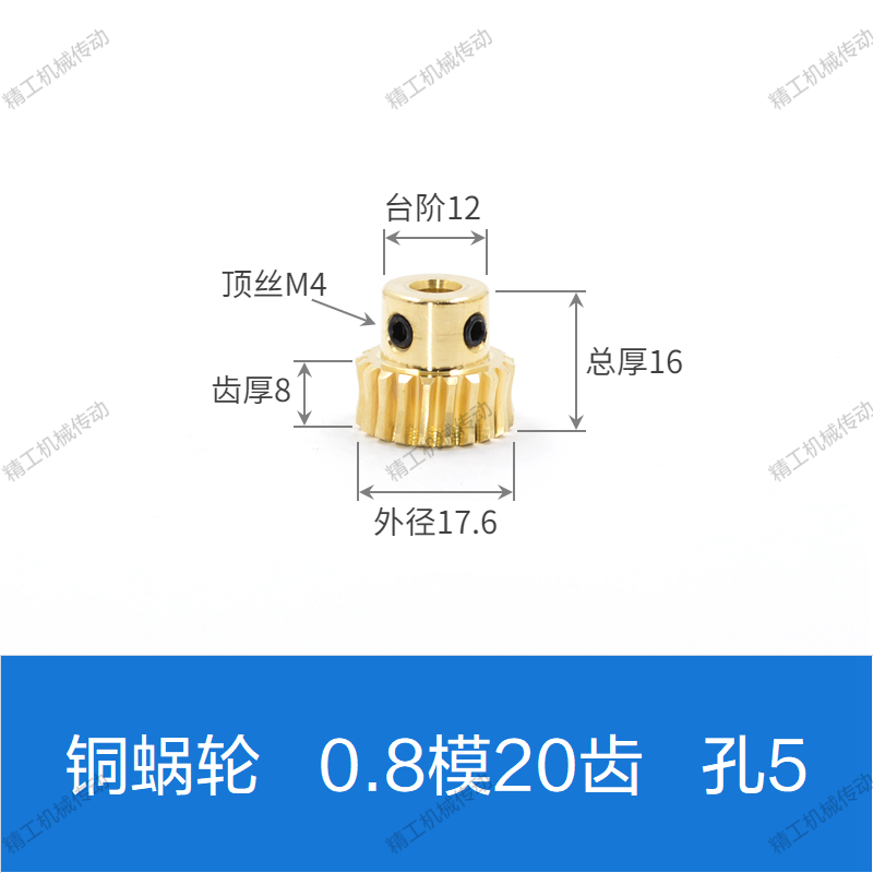 Copper worm gear and worm 0.8 mold 20/25/30/35/40/50/60 stainless steel worm turbine transmission gears undefined