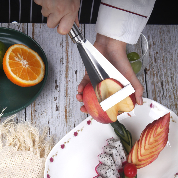 A3159 Triangular Fruit Carving Knife, household stainless steel apple push knife, chef's fruit platter tool, food carving full figure