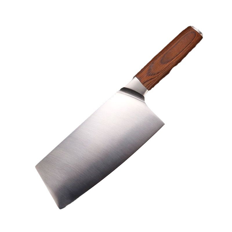 Wholesale of Yangjiang kitchen knives: Double steel head slicing knives, Chinese household kitchen ladies' knives, color wooden handle chopping and cutting dual-purpose kitchen knives Item Picture