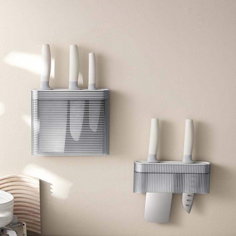 Cross-border kitchenware wall-mounted knife rack, no need for drilling, household knife storage rack, integrated knife rack, kitchen knife storage full figure