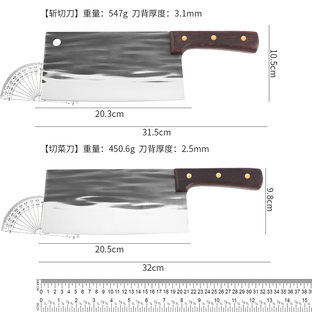Douyin live-streaming hit online celebrity forged kitchen knife, chicken wing, wooden handle, front and back cutting, kitchen knife, household chopping knife Application Scenario