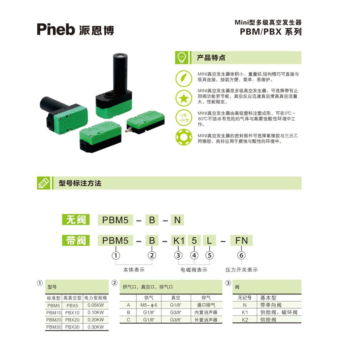 Paienbo PIAB type multi-stage vacuum generator Mini multi-stage vacuum generator mechanical hand large suction force flow details Picture