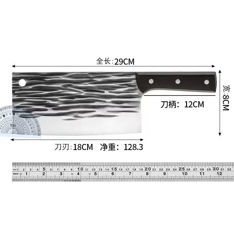 Yangjiang hand-forged hammer-patterned kitchen knives are sharp and durable. They are suitable for cutting meat, vegetables and bones. Wholesale household kitchen knives Application Scenario