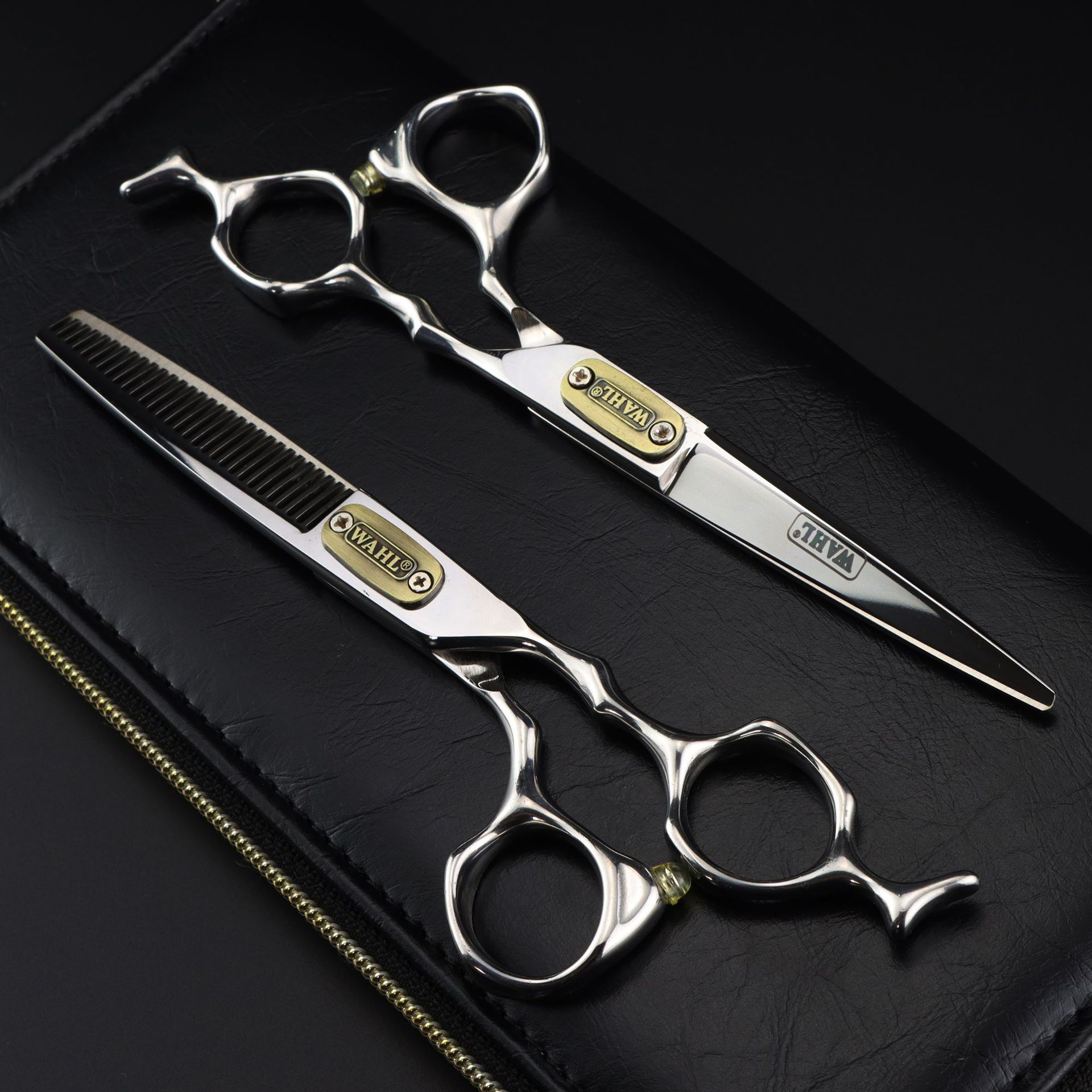 German Leopard-style Wahl bright bench handle hair scissors, hair clippers, flat clippers, bangs clippers, tooth clippers, thin clippers Specification drawing