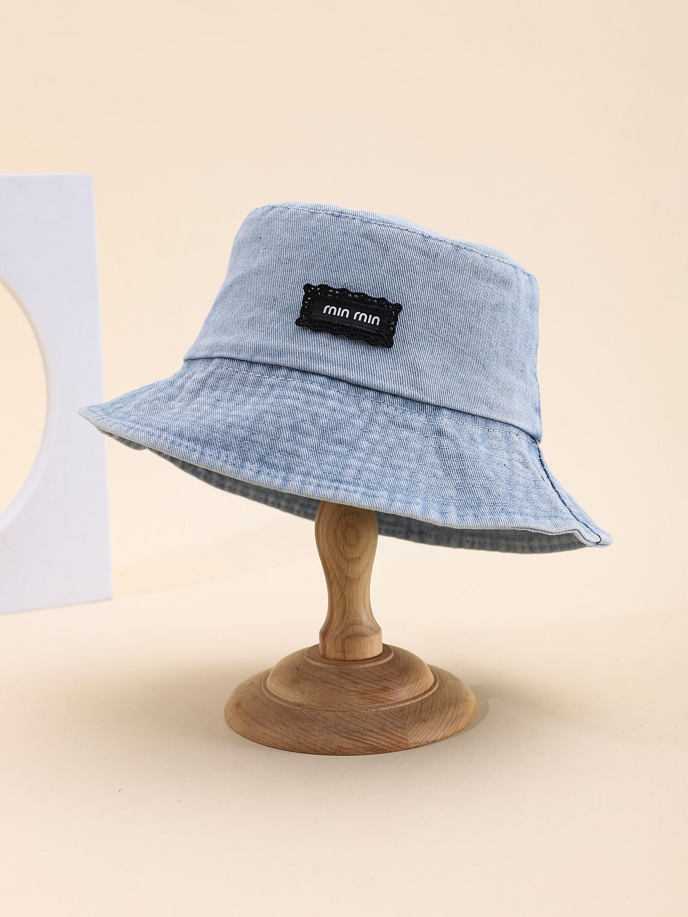 Spring and summer Korean-style minmin lace label cowboy fisherman hat, fashionable and versatile, travel sun protection, foldable basin hat, export adult hat, average size 58CM details Picture
