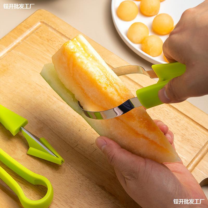 Fruit platter knife set, ball digger, carved melon naan maker, three-in-one work spoon, diy embossed ball spoon design full figure