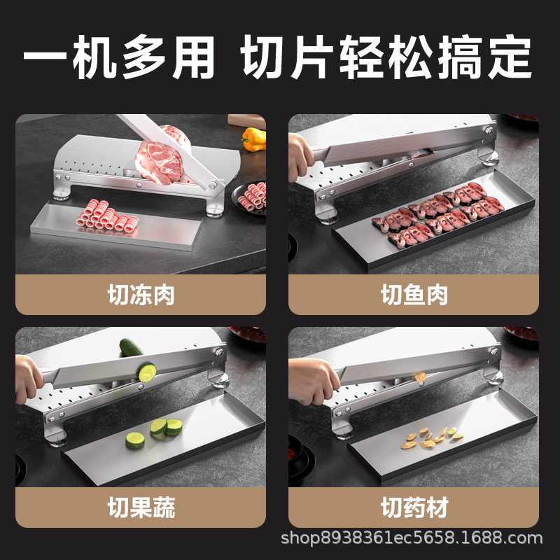 Stainless steel guillotine knife commercial mutton roll and beef slice machine, frozen meat slicer, household medicinal herb machine, meat cutter Application Scenario
