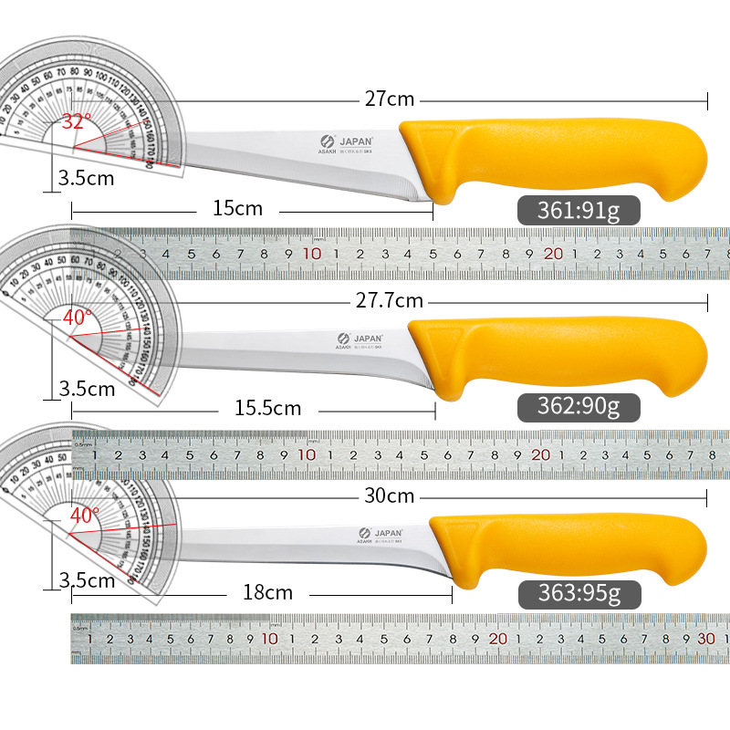 A full range of stainless steel slicing knives, including 7-inch, 8-inch and 10-inch bone-removing and meat cutting knives, as well as chef knives for Western cuisine Application Scenario