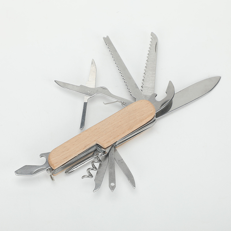 9-open, 11-open multi-functional knife, folding knife, outdoor knife, multi-functional pliers, wooden handle knife, camping tools Application Scenario