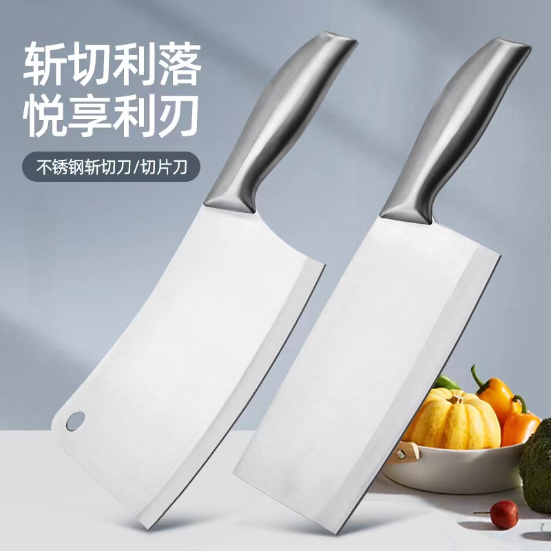 All-stainless steel three-piece set of kitchen knives, 6-point welded kitchen knives, sharp slicing knives, wholesale in stock from Yangjiang knife manufacturer details Picture