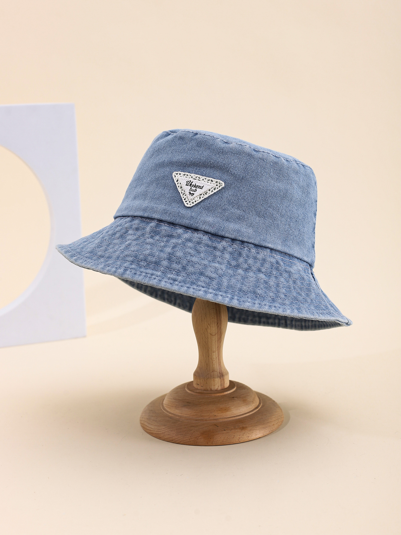Spring and summer Korean style simple inverted triangle letter lace label cowboy fisherman hat, fashionable and versatile, travel sun protection and sun protection foldable basin hat, export adult hat, average size 58CM Specification drawing