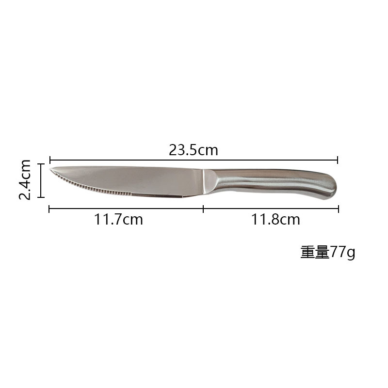 Factory wholesale stainless steel hollow handle steak knives, Western restaurant knives, stainless steel serrated knives, Western tableware Application Scenario