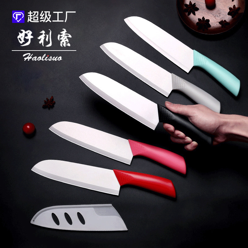 Factory direct sales of kitchen ceramic kitchen knives with anti-slip black handles, 6-7 inch fruit wholesale knives in Yangjiang details Picture