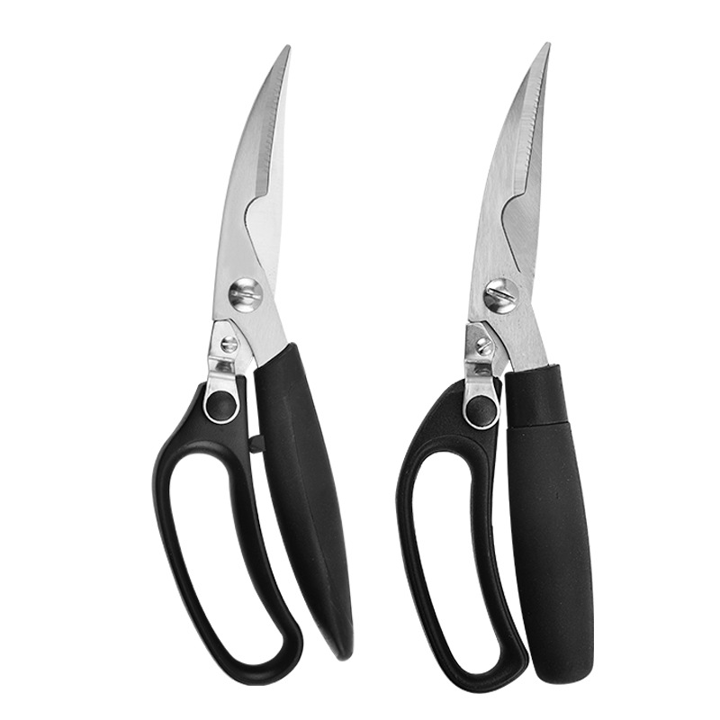 In-stock multi-functional kitchen scissors, stainless steel household scissors, barbecue scissors, food scissors, plastic-handled chicken bone scissors Item Picture
