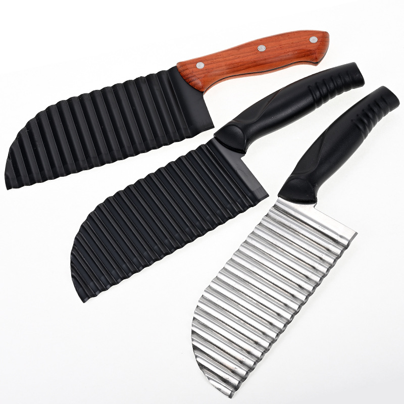 Stainless steel wavy potato knife, wolf-tooth potato knife, potato cutter, French fries cutter, wavy knife, corrugated knife Item Picture