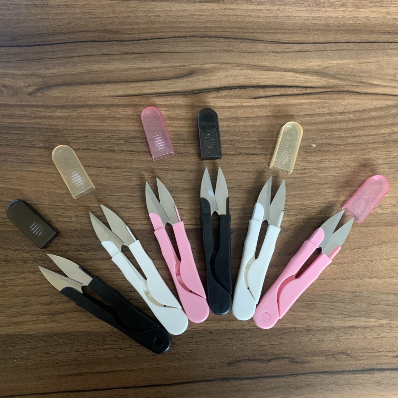 Stainless steel fishing scissors, safe for home and office use, cross-stitch, U-shaped, colored, covered, and small scissors for cutting thread ends wholesale details Picture
