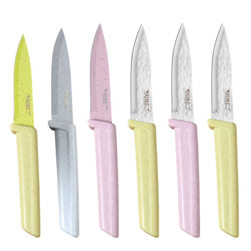 Hot-selling household stainless steel fruit knives, wheat stem eco-friendly handles, embossed kitchen peelers, factory wholesale Item Picture