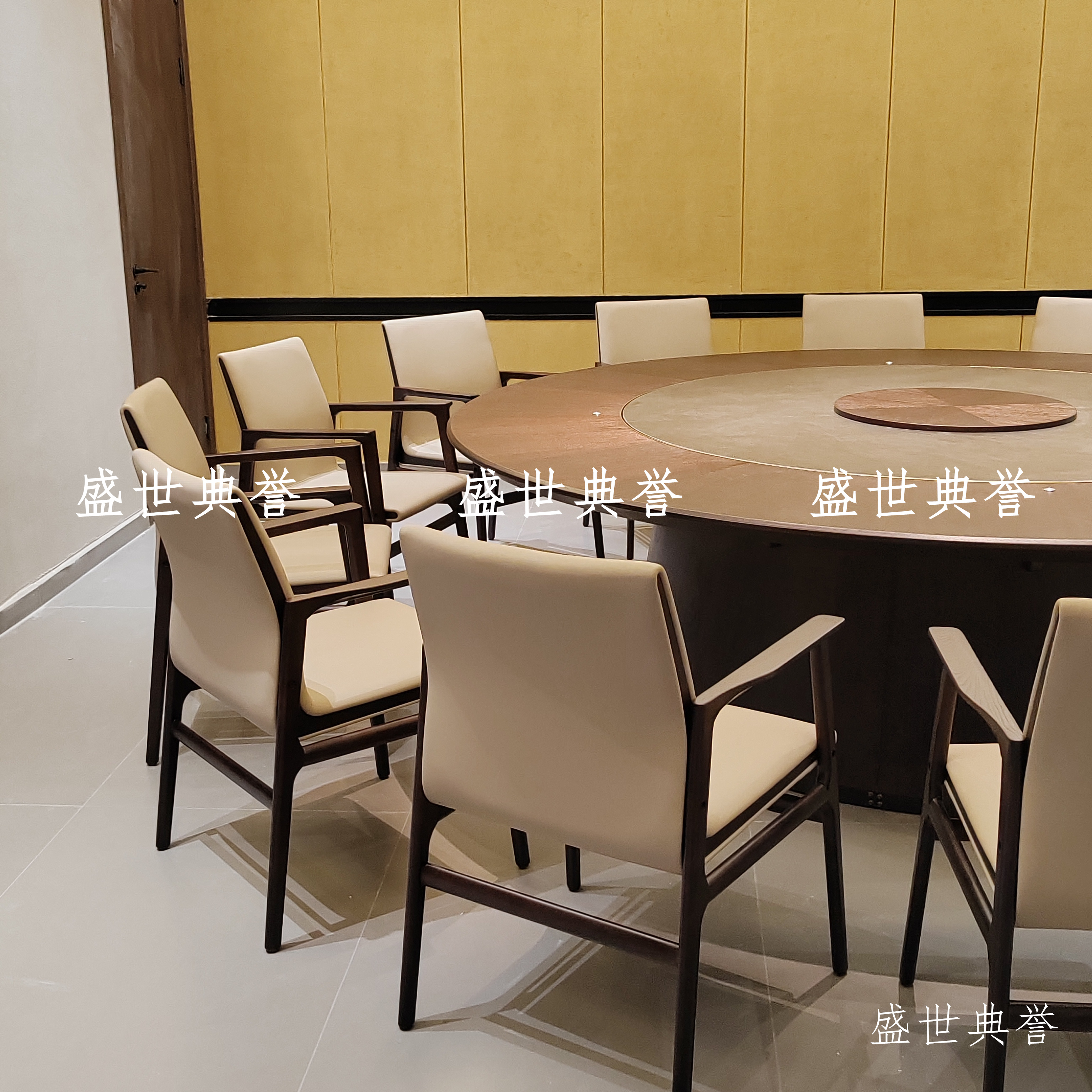 Jining Resort Hotel solid wood furniture, banquet center private rooms, solid wood dining tables and chairs, high-end club light luxury solid wood chairs
